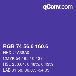 カラーコード: RGB 74 56.6 160.6 | qconv.com