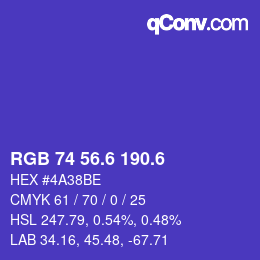 カラーコード: RGB 74 56.6 190.6 | qconv.com