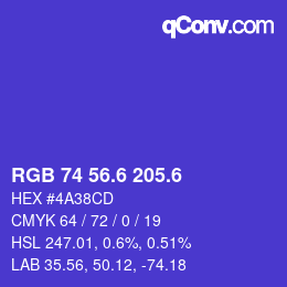 カラーコード: RGB 74 56.6 205.6 | qconv.com