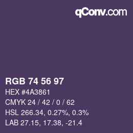 Farbcode: RGB 74 56 97 | qconv.com