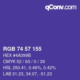 カラーコード: RGB 74 57 155 | qconv.com