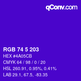 Color code: RGB 74 5 203 | qconv.com