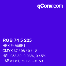 Color code: RGB 74 5 225 | qconv.com