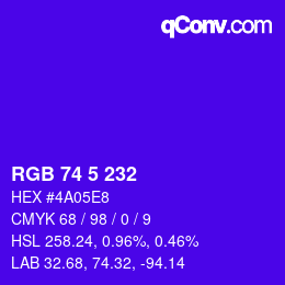 Color code: RGB 74 5 232 | qconv.com