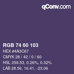 カラーコード: RGB 74 60 103 | qconv.com