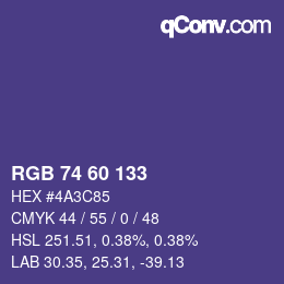 カラーコード: RGB 74 60 133 | qconv.com