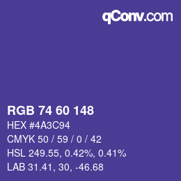 カラーコード: RGB 74 60 148 | qconv.com