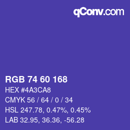 カラーコード: RGB 74 60 168 | qconv.com