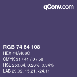 Código de color: RGB 74 64 108 | qconv.com