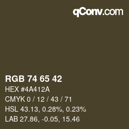 Color code: RGB 74 65 42 | qconv.com