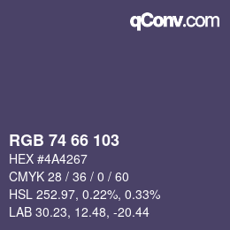 カラーコード: RGB 74 66 103 | qconv.com
