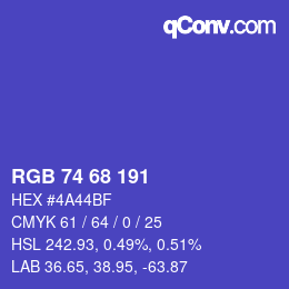 Color code: RGB 74 68 191 | qconv.com