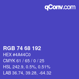 Color code: RGB 74 68 192 | qconv.com