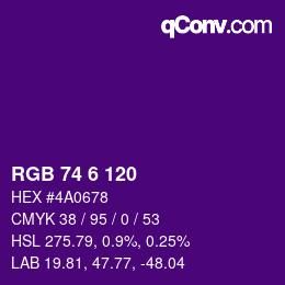 カラーコード: RGB 74 6 120 | qconv.com