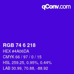 Color code: RGB 74 6 218 | qconv.com