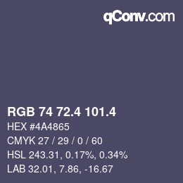カラーコード: RGB 74 72.4 101.4 | qconv.com