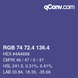 カラーコード: RGB 74 72.4 136.4 | qconv.com