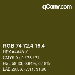 カラーコード: RGB 74 72.4 16.4 | qconv.com
