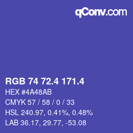 カラーコード: RGB 74 72.4 171.4 | qconv.com
