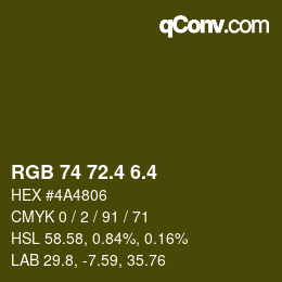 カラーコード: RGB 74 72.4 6.4 | qconv.com