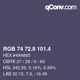 カラーコード: RGB 74 72.8 101.4 | qconv.com