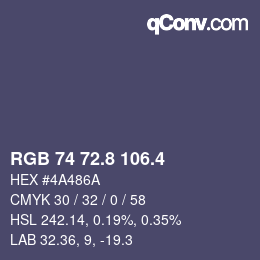 カラーコード: RGB 74 72.8 106.4 | qconv.com