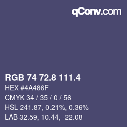カラーコード: RGB 74 72.8 111.4 | qconv.com