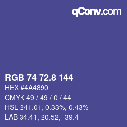 カラーコード: RGB 74 72.8 144 | qconv.com