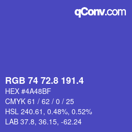 カラーコード: RGB 74 72.8 191.4 | qconv.com