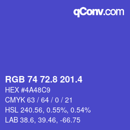 カラーコード: RGB 74 72.8 201.4 | qconv.com