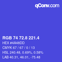 カラーコード: RGB 74 72.8 221.4 | qconv.com