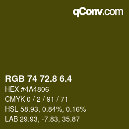 カラーコード: RGB 74 72.8 6.4 | qconv.com