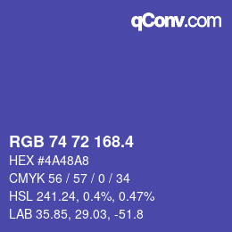 カラーコード: RGB 74 72 168.4 | qconv.com