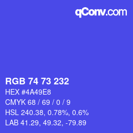 颜色代码: RGB 74 73 232 | qconv.com