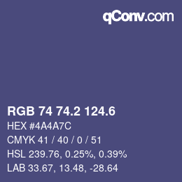 カラーコード: RGB 74 74.2 124.6 | qconv.com