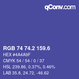 カラーコード: RGB 74 74.2 159.6 | qconv.com