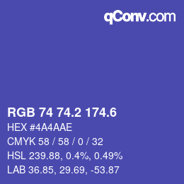 カラーコード: RGB 74 74.2 174.6 | qconv.com