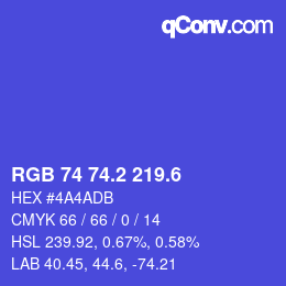 カラーコード: RGB 74 74.2 219.6 | qconv.com
