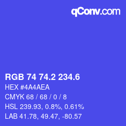 カラーコード: RGB 74 74.2 234.6 | qconv.com