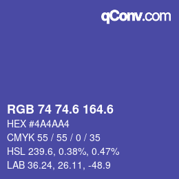 カラーコード: RGB 74 74.6 164.6 | qconv.com