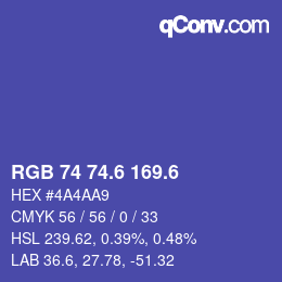 カラーコード: RGB 74 74.6 169.6 | qconv.com