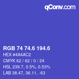 カラーコード: RGB 74 74.6 194.6 | qconv.com