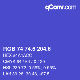 カラーコード: RGB 74 74.6 204.6 | qconv.com