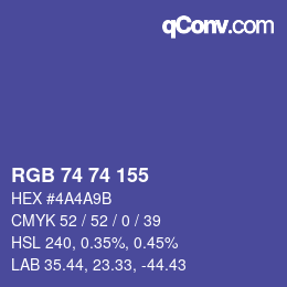 颜色代码: RGB 74 74 155 | qconv.com