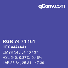 颜色代码: RGB 74 74 161 | qconv.com