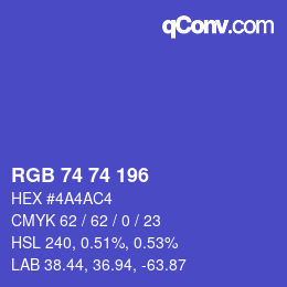 Color code: RGB 74 74 196 | qconv.com