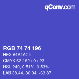 颜色代码: RGB 74 74 196 | qconv.com