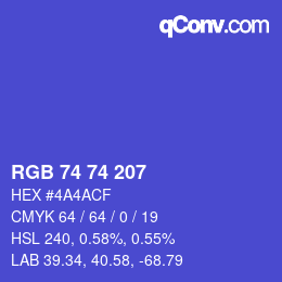 Color code: RGB 74 74 207 | qconv.com
