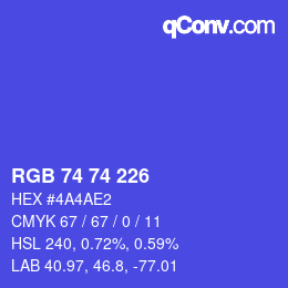 Código de color: RGB 74 74 226 | qconv.com