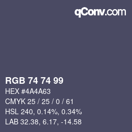 Color code: RGB 74 74 99 | qconv.com